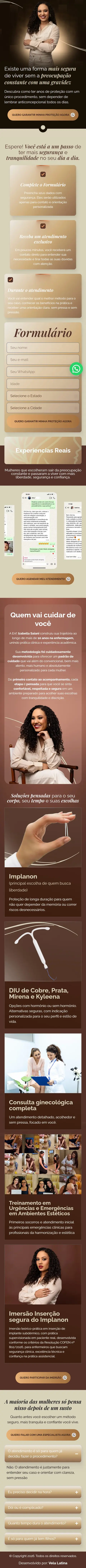 Versão de celular da landing page da Izabella Saiani