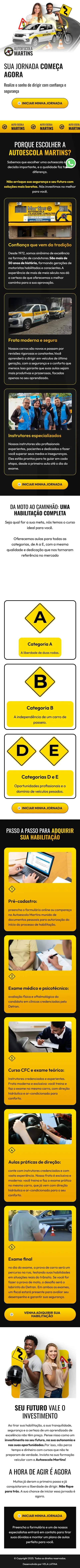 Site da Autoescola Martins, feito pela Vela Latina